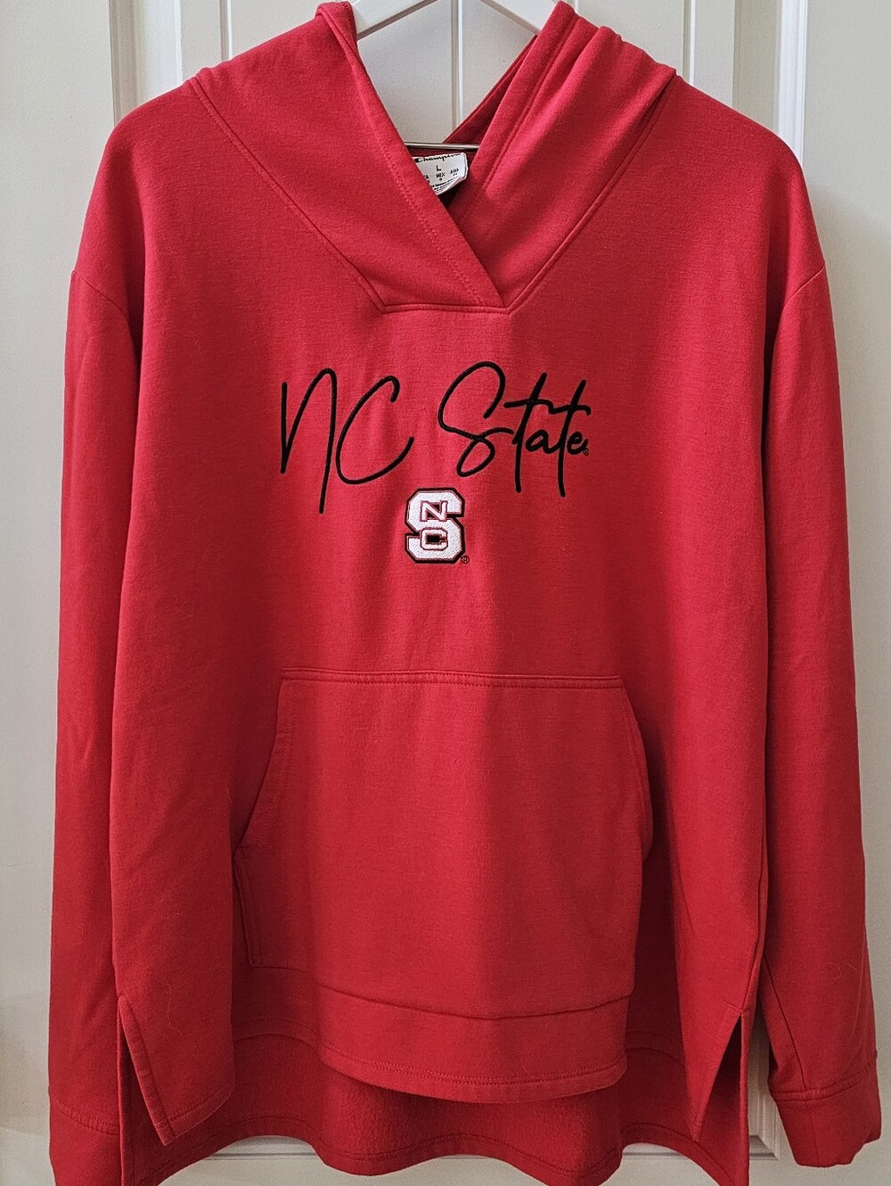 Champion Red Hoodie with Label Detail